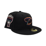 Black Arizona Diamondbacks Gray Bottom 1998 Inaugural Season Side Patch New Era 59Fifty Fitted