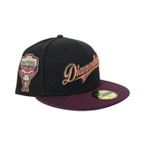 Black Arizona Diamondbacks Maroon Visor Gray Bottom 1998 Inaugural Season Side Patch New Era 59Fifty Fitted