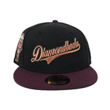 Black Arizona Diamondbacks Maroon Visor Gray Bottom 1998 Inaugural Season Side Patch New Era 59Fifty Fitted