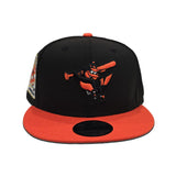 Black Baltimore Orioles Mascot Logo Orange Visor Gray Bottom 30th Anniversary Side Patch New Era 9Fifty Snapback