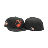 Black Baltimore Orioles Mascot Logo Gray Bottom 1993 All Star Game Side Patch New Era 59Fifty Fitted