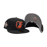 Black Baltimore Orioles Mascot Logo Gray Bottom 1993 All Star Game Side Patch New Era 59Fifty Fitted