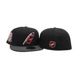 Black Carolina Hurricanes Dark Gray Visor Red Bottom 25th Anniversary Side Patch New Era 59Fifty Fitted