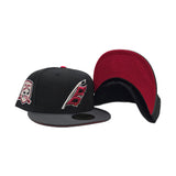 Black Carolina Hurricanes Dark Gray Visor Red Bottom 25th Anniversary Side Patch New Era 59Fifty Fitted