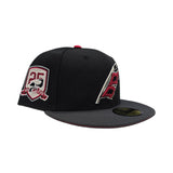 Black Carolina Hurricanes Dark Gray Visor Red Bottom 25th Anniversary Side Patch New Era 59Fifty Fitted