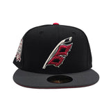 Black Carolina Hurricanes Dark Gray Visor Red Bottom 25th Anniversary Side Patch New Era 59Fifty Fitted