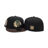 Black Chicago Blackhawks Brown Visor Gray Bottom 42nd All Star Game Side Patch New Era 59Fifty Fitted