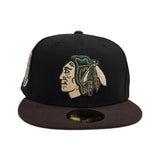 Black Chicago Blackhawks Brown Visor Gray Bottom 42nd All Star Game Side Patch New Era 59Fifty Fitted