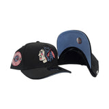 Black Chicago Blackhawks Curved Brim Icy Blue Bottom 1926 Inaugural Season Side Patch New Era 9Fifty A-Frame Snapback