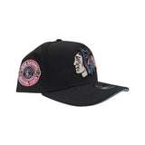 Black Chicago Blackhawks Curved Brim Icy Blue Bottom 1926 Inaugural Season Side Patch New Era 9Fifty A-Frame Snapback