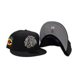 Black Chicago Blackhawks Gray Bottom Chicago Logo Side Patch New Era 59Fifty Fitted