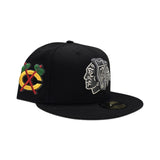 Black Chicago Blackhawks Gray Bottom Chicago Logo Side Patch New Era 59Fifty Fitted