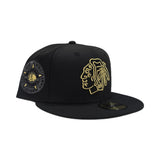 Black Gold Chicago Blackhawks Gray Visor 42nd All Star Game Side Patch New Era 59Fifty Fitted