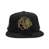 Black Gold Chicago Blackhawks Gray Visor 42nd All Star Game Side Patch New Era 59Fifty Fitted
