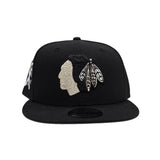 Black Chicago Blackhawks Gray Bottom Chicago Blackhawks Side Patch New Era 9fifty Snapback