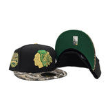 Black Chicago Blackhawks Real Tree Visor Green Bottom 2014 Stadium Series Side Patch New Era 59Fifty Fitted