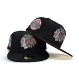 Black Chicago Blackhawks Red Bottom Chicago Stadium Side Patch New Era 59Fifty Fitted