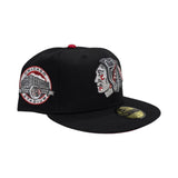 Black Chicago Blackhawks Red Bottom Chicago Stadium Side Patch New Era 59Fifty Fitted