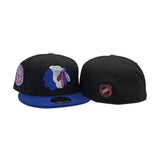 Black Green Chicago Blackhawks Royal Blue Visor Icy Blue Bottom 42nd All Star Game Side Patch New Era 59Fifty Fitted