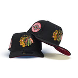 Black Chicago Blackhawks Red Bottom 1926 Inaugural Side Patch New Era Curved Brim A-Frame 9Forty Snapback