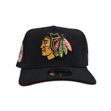 Black Chicago Blackhawks Red Bottom 1926 Inaugural Side Patch New Era Curved Brim A-Frame 9Forty Snapback