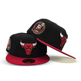 Black Chicago Bulls Red Visor Gray Bottom 6X Champions Side Patch New Era 59Fifty Fitted