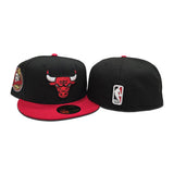 Black Chicago Bulls Red Visor Gray Bottom 6X Champions Side Patch New Era 59Fifty Fitted