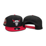 Black Chicago Bulls Red Visor Gray Bottom 6X Champs Side Patch New Era 9Fifty Snapback