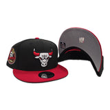 Black Chicago Bulls Red Visor Gray Bottom 6X Champs Side Patch New Era 9Fifty Snapback