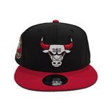 Black Chicago Bulls Red Visor Gray Bottom 6X Champs Side Patch New Era 9Fifty Snapback