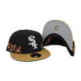 Black Chicago White Sox Floral Tan Visor Gray Bottom New Era 59Fifty Fitted
