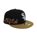Black Chicago White Sox Floral Tan Visor Gray Bottom New Era 59Fifty Fitted