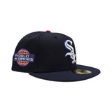 Navy Blue Chicago White Sox Night Shift Navy Blue Visor Gray Bottom 2005 World Series Side Patch New Era 59Fifty Fitted