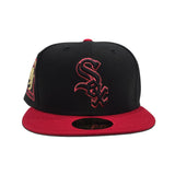 Black Chicago White Sox Red Visor Gray Bottom 95 Years Side Patch New Era 59Fifty Fitted