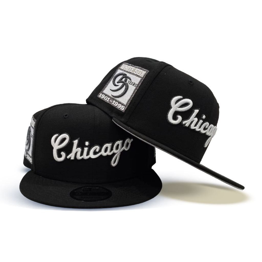 Black Script Chicago White Sox Gray Bottom 95 Years Side Patch New Era 9Fifty Snapback