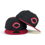 Black Cincinnati Reds Red Visor Gray Bottom New Era 59Fifty True Authentic On Field Fitted