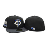 Black Glow in the Dark Minnesota Twins Dark Gray Visor Gray Bottom HHH Metrodome Side Patch New Era 59Fifty Fitted