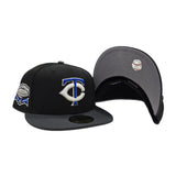 Black Glow in the Dark Minnesota Twins Dark Gray Visor Gray Bottom HHH Metrodome Side Patch New Era 59Fifty Fitted