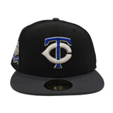 Black Glow in the Dark Minnesota Twins Dark Gray Visor Gray Bottom HHH Metrodome Side Patch New Era 59Fifty Fitted