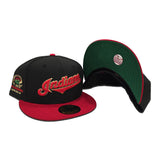 Black Cleveland Indians Red Visor Green Bottom Cleveland Municipal Field Side Patch 59fifty Fitted