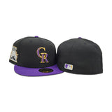 Black Colorado Rockies Purple Visor Gray Bottom Gameday Gold Pop Stars Side Patch New Era 59Fifty Fitted
