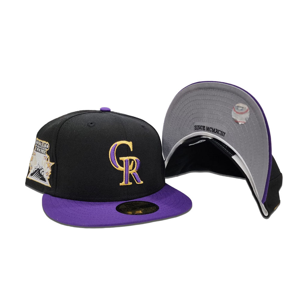 Black Colorado Rockies Purple Visor Gray Bottom Gameday Gold Pop Stars Side Patch New Era 59Fifty Fitted