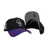 Black Colorado Rockies Curved Brim Black Visor Gray Bottom c Side Patch New Era 9Forty Snapback