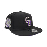 Black Colorado Rockies Purple Bottom 30th Anniversary Side Patch New Era 9Fifty Snapback