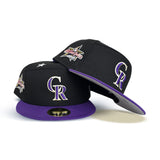 Black Colorado Rockies Purple Visor Gray Bottom 2025 All Star Game Side Patch Split Panel New Era On-field 59Fifty Fitted