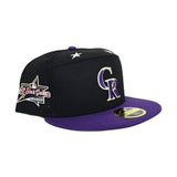 Black Colorado Rockies Purple Visor Gray Bottom 2025 All Star Game Side Patch Split Panel New Era On-field 59Fifty Fitted