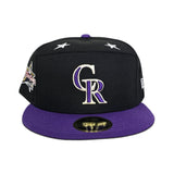 Black Colorado Rockies Purple Visor Gray Bottom 2025 All Star Game Side Patch Split Panel New Era On-field 59Fifty Fitted