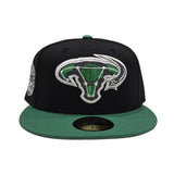 Black Dallas Texas Stars Green Visor Gray Bottom 20th Anniversary Side Patch New Era 59Fifty Fitted