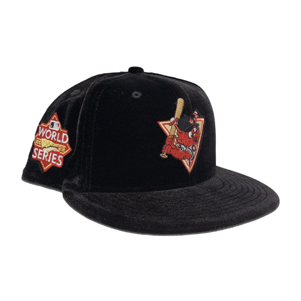 Black Velvet Houston Astros Mascot Logo Gray Bottom 2022 World Series Side Patch New Era 59Fifty Fitted