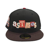 Black Houston Astros Brown Visor Gray Bottom 20th Anniversary Side Patch New Era 59Fifty Fitted